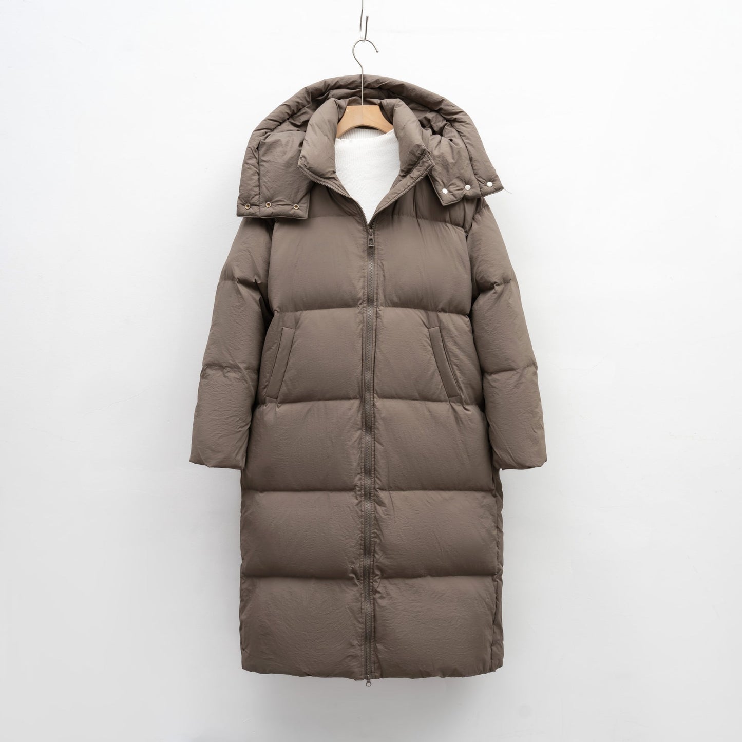 Street Wave Womens Long Down Puffer Coat With Removable Hood For Winter Warmth And Side Pockets