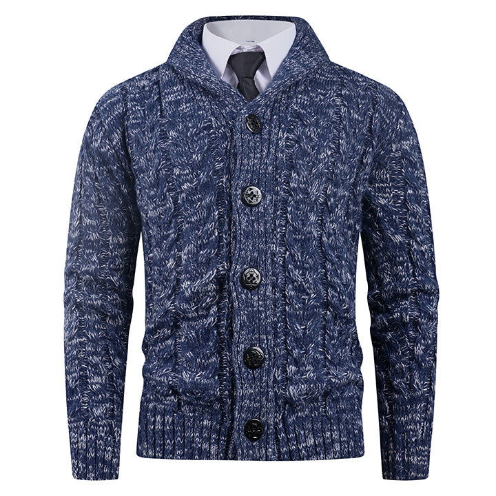 Street-wave Men's Cable Knit Cardigan With Shawl Collar Cozy Yet Stylish Winter Essential