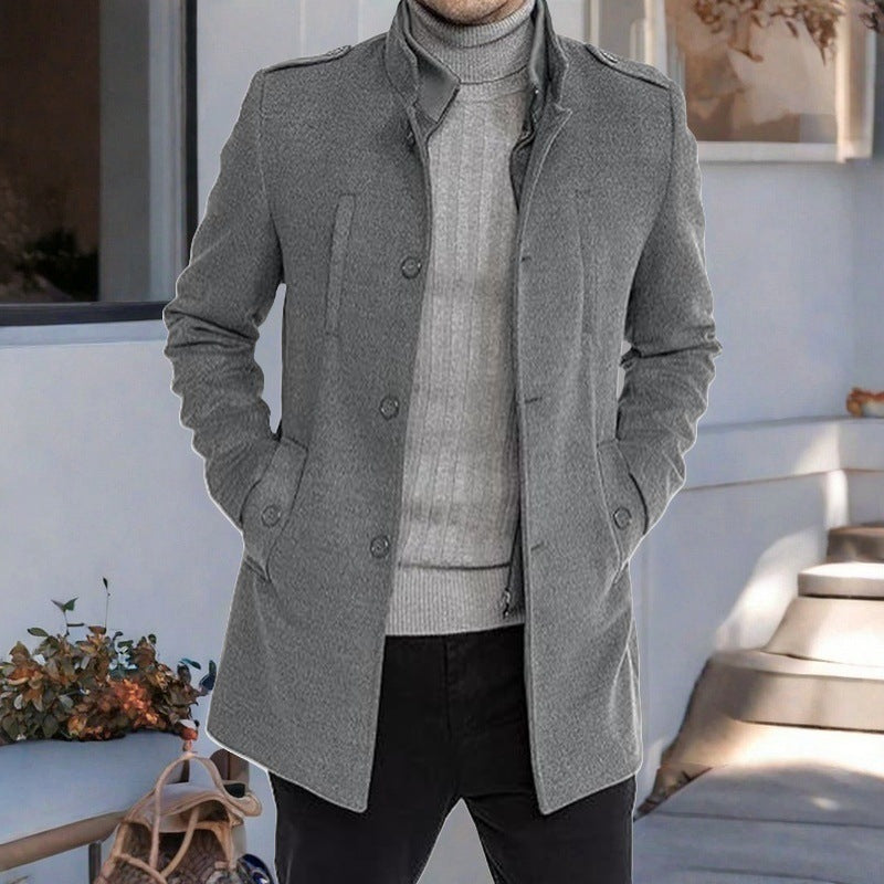 Mens Midweight Casual Coat With Stand Collar By Streetwave For Formal And Casual Wear
