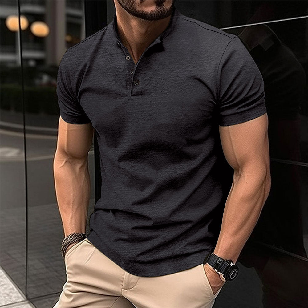 Street-Wave Men's Polo Shirt With Placket Short Sleeve Soft Breathable Cotton For Everyday Casual Wear
