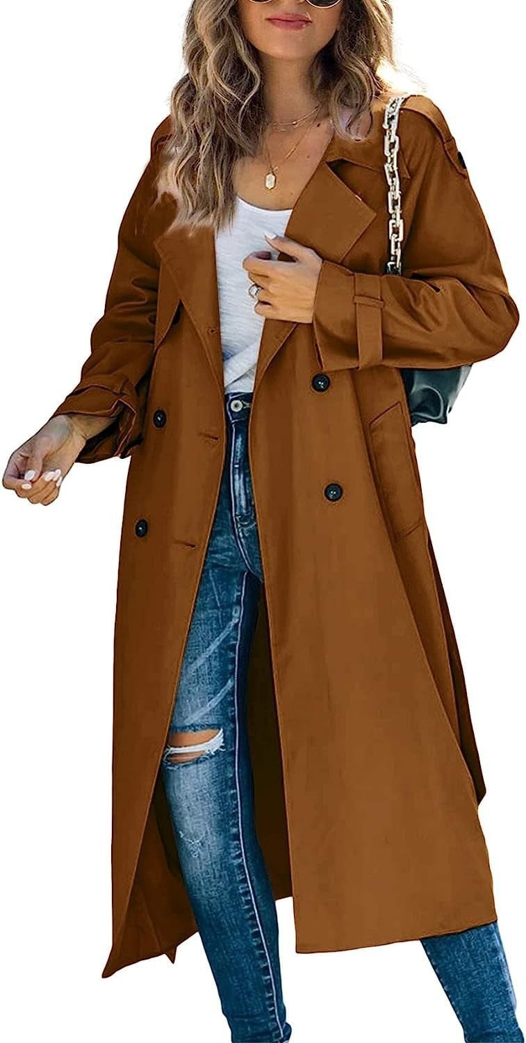 Street Wave Women Trench Coat Chic Elegant Warm Weatherproof Long Coat For Stylish Professionals