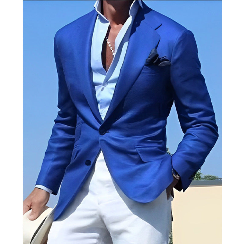 Street Wave Linen Blazer For Men Elegant Breathable Structured Fabric Modern Cut