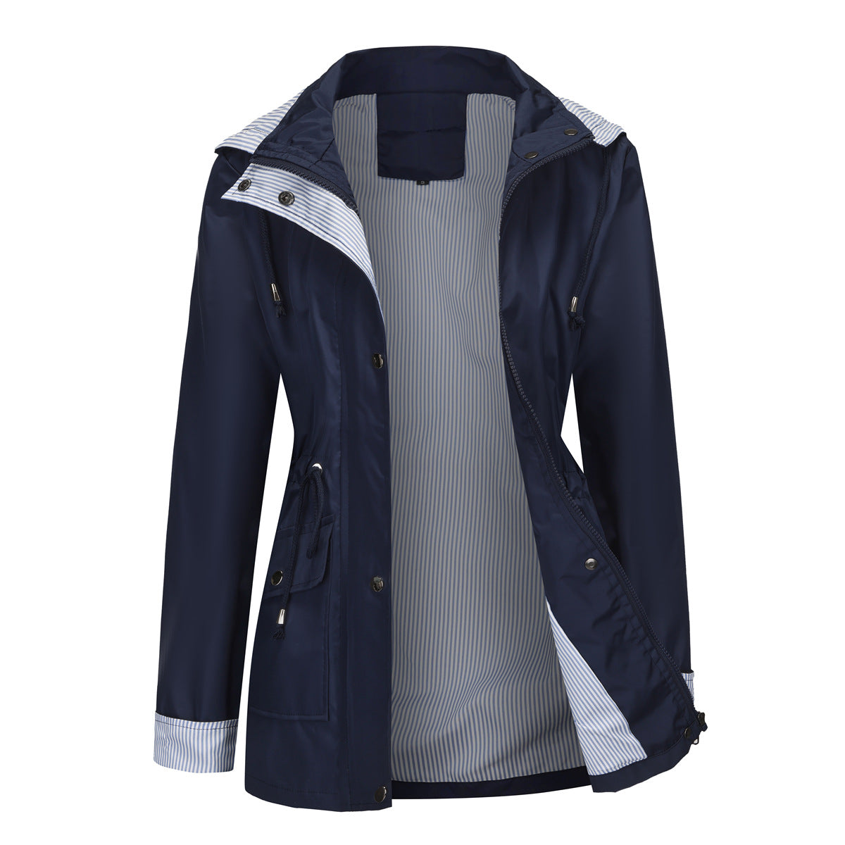 Street-wave Womens Waterproof Rain Jacket With Hood And Adjustable Drawstring Waist