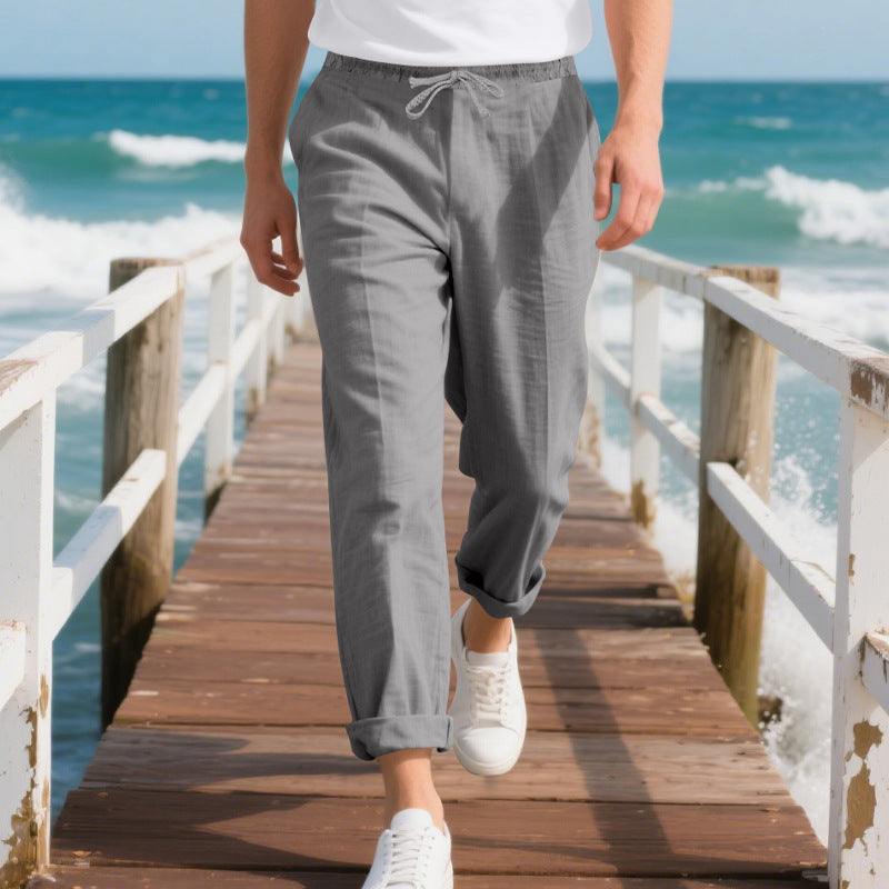 Street-Wave Men's Comfortable Beach Pants With Elastic Waistband And Adjustable Drawstring