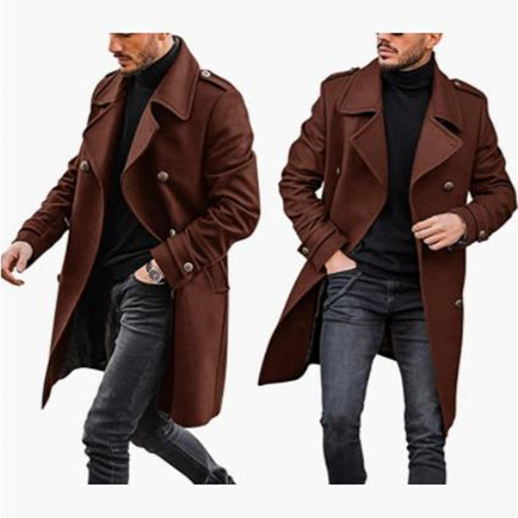 Street-wave Mens Wool Coat With Relaxed Collar And Double Breasted Premium Warmth For Everyday Style