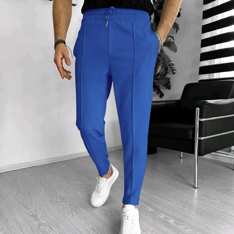 Street-wave Men's Casual Pants With Elastic Waistband Breathable Cotton Comfort For Everyday Wear