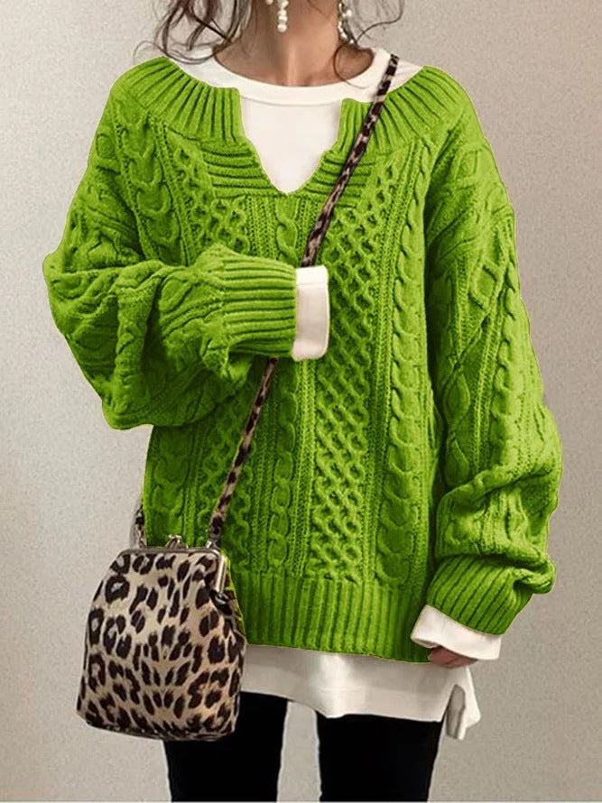 Cable Knit Sweater Street-Wave Cozy Structured Pattern For Women Warmth And Comfort