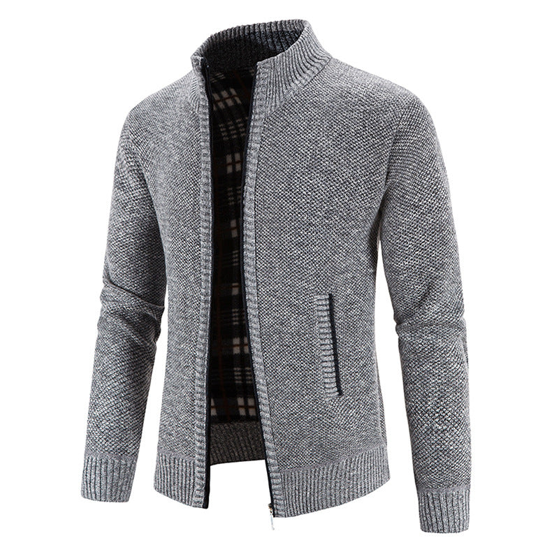 Mens Cardigan With High Collar And Practical Pockets For Daily Cozy Wear By Street-Wave
