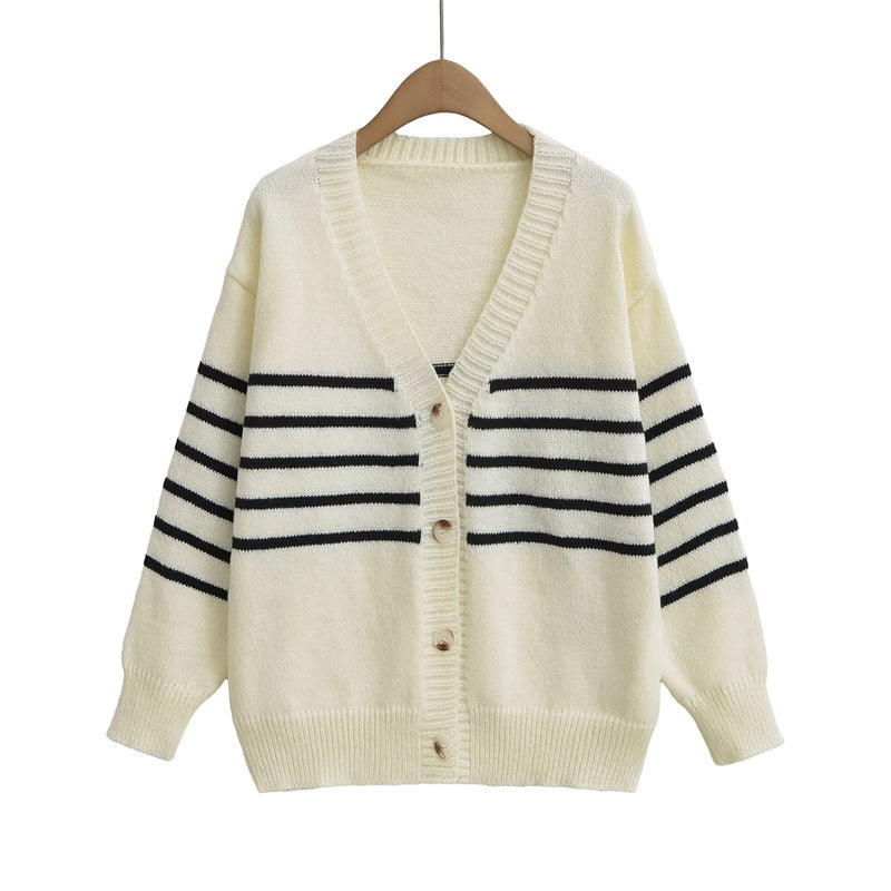 Damen Strickjacke mit Streifenmuster und sanfter Textur Street-wave - Street-wave