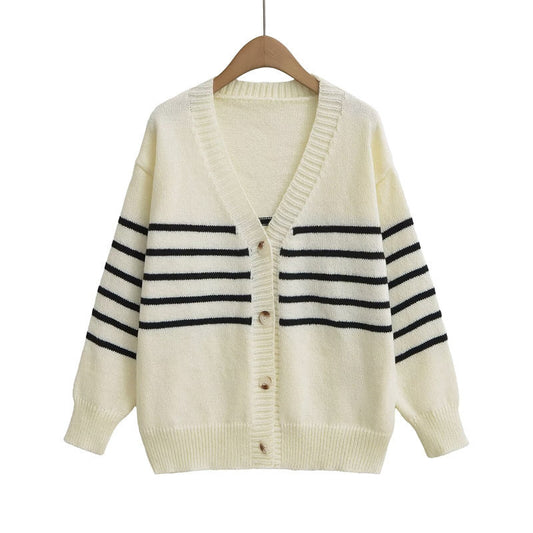 Damen Strickjacke mit Streifenmuster und sanfter Textur Street-wave - Street-wave