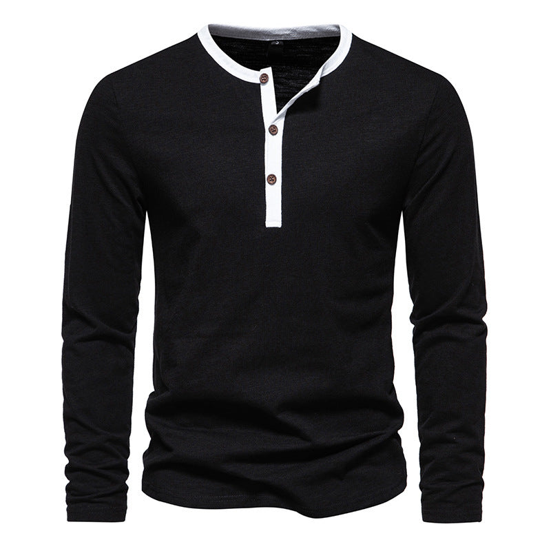 Street-wave Men's Henley Shirt Long Sleeve With Contrast Collar Premium Comfort Everyday Wear