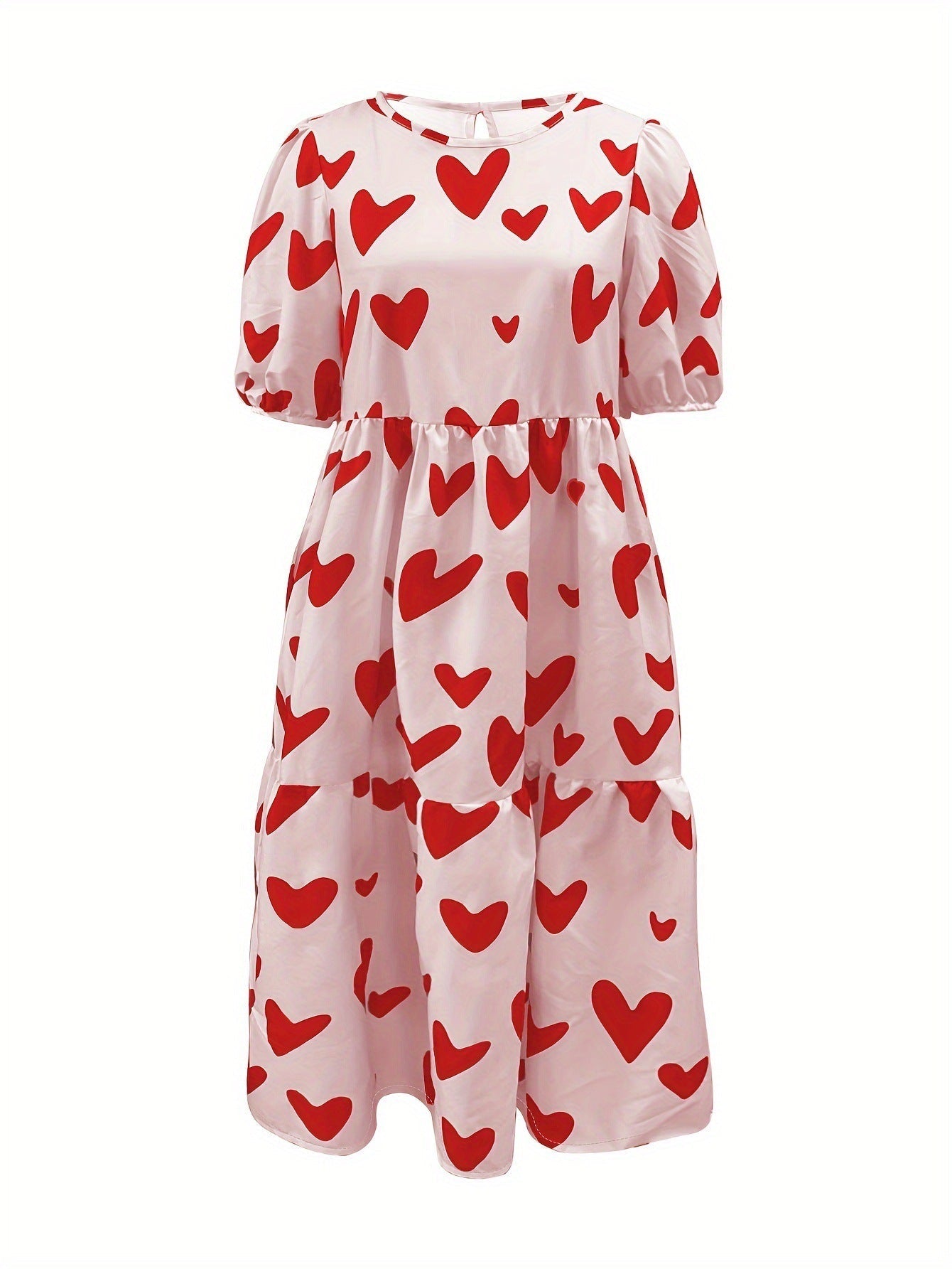 Streetwave Heart Pattern Dress With Airy Sleeves For Women Effortless Chic Casual Everyday Wear