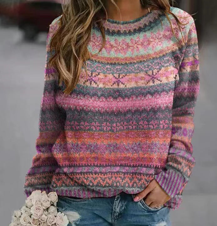 Street-Wave Womens Knit Sweater With Creative Pattern Cozy Comfort Casual Fit For Women
