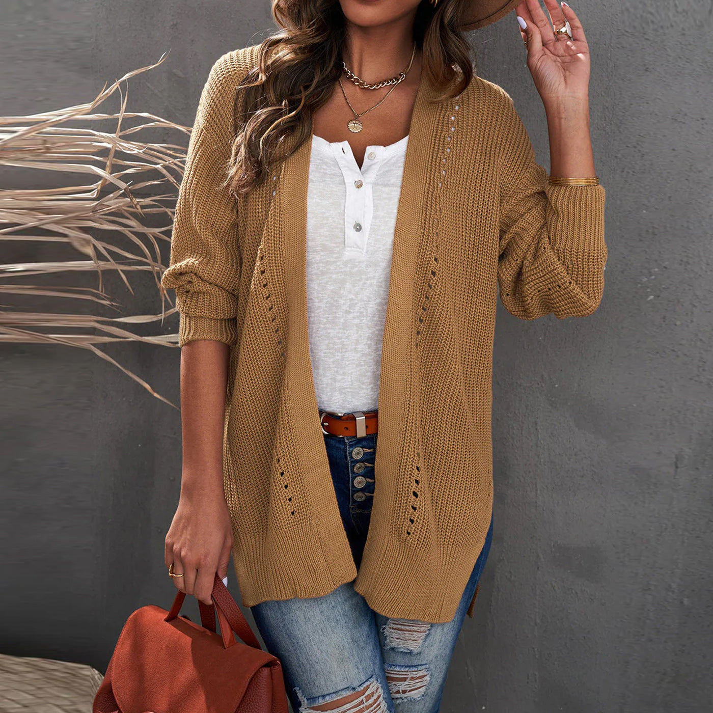 Street-Wave Stylish Open Knit Cardigan For Women With Light Lace Texture And Comfortable Fit
