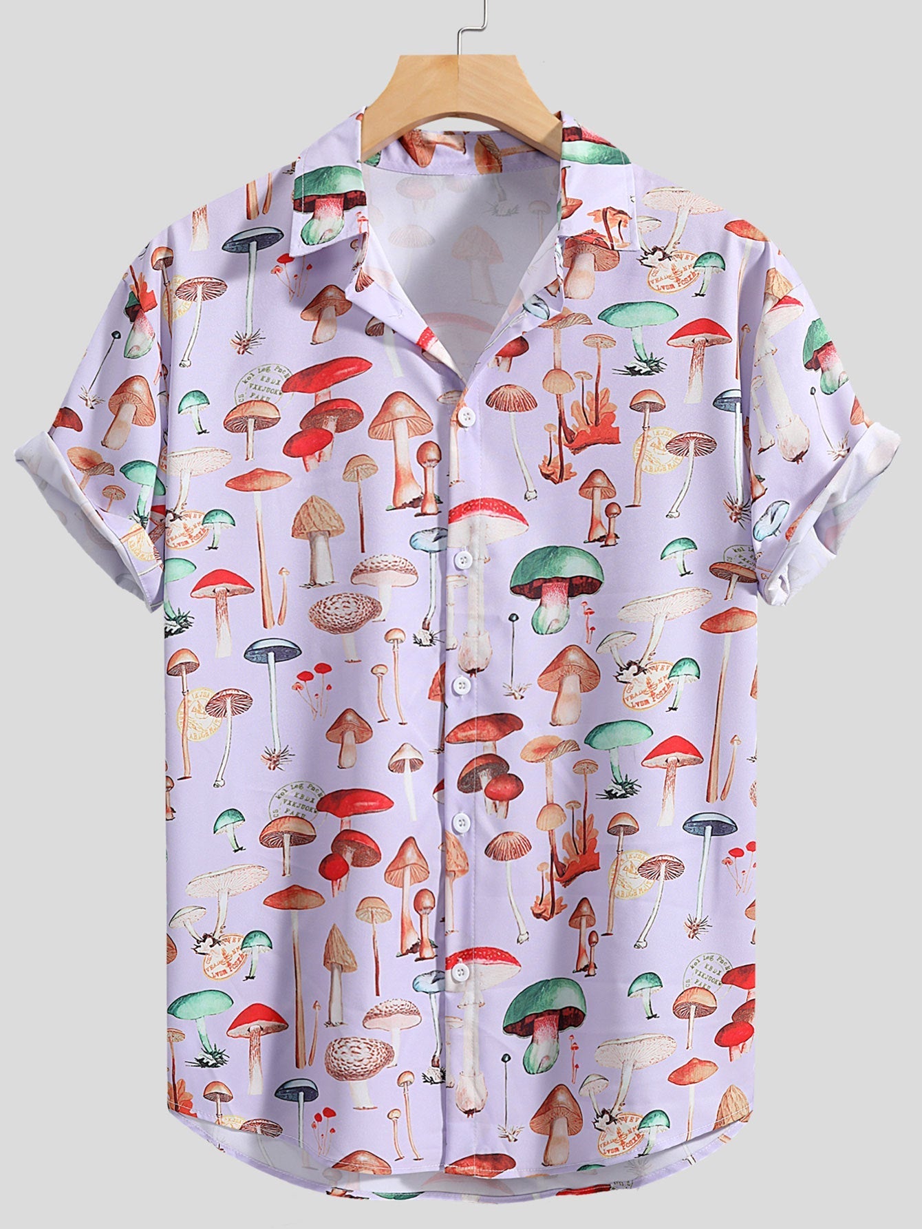 Streetwave Mushroom Print Shirt For Men Breathable Cotton Blend Comfortable Fit Casual Style