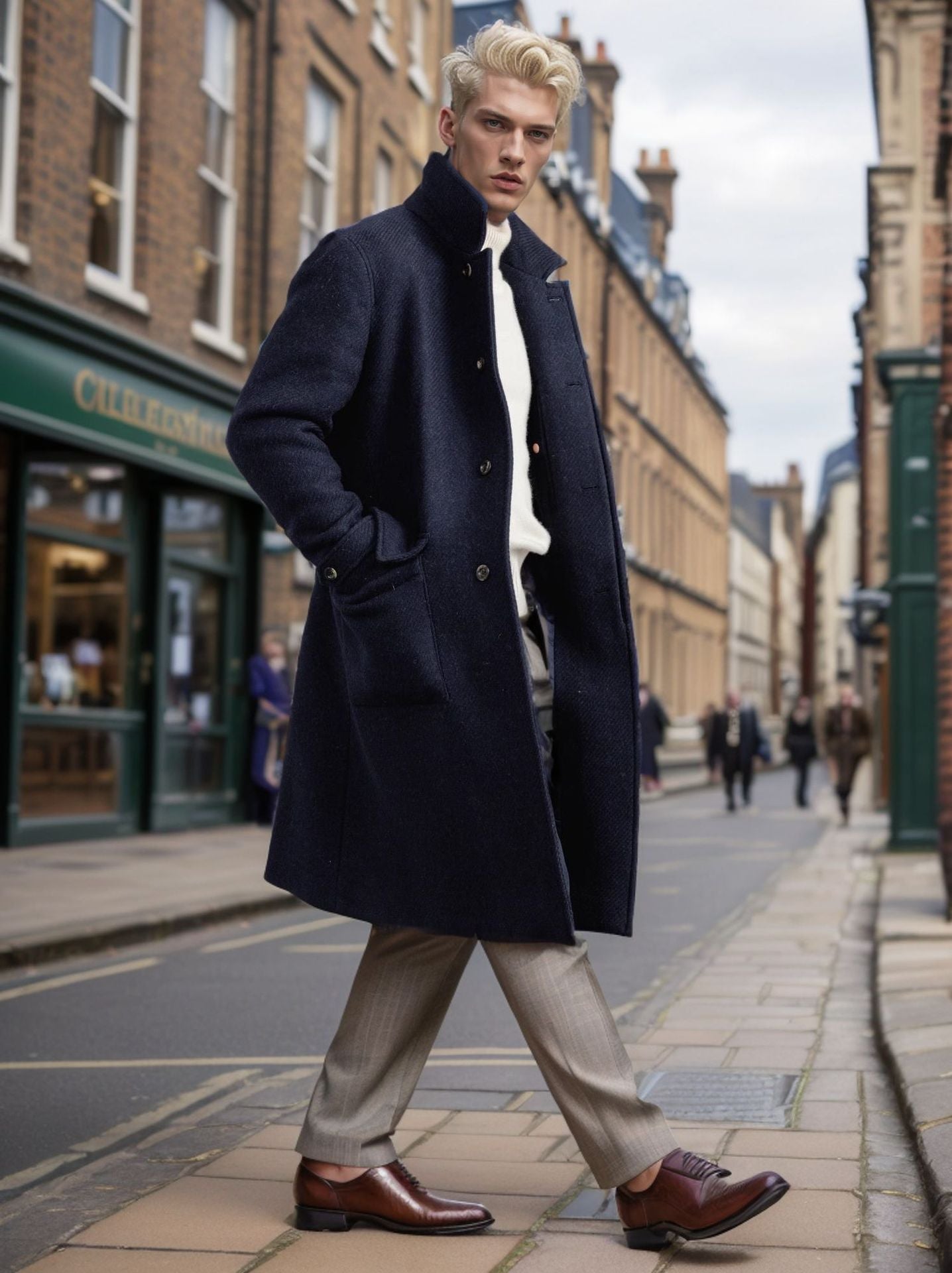 Streetwave Men's Wool Peacoat Elegant Warmth And Style For City Living Urban Professionals