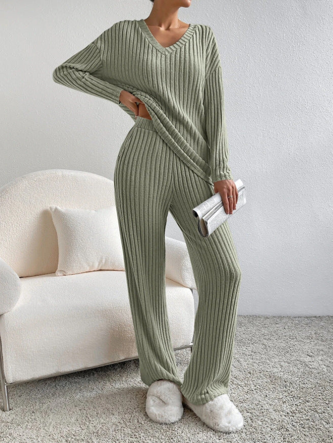 Street-wave Ribbed Knit Loungewear Set For Women Ultra Cozy Comfort And Modern Style