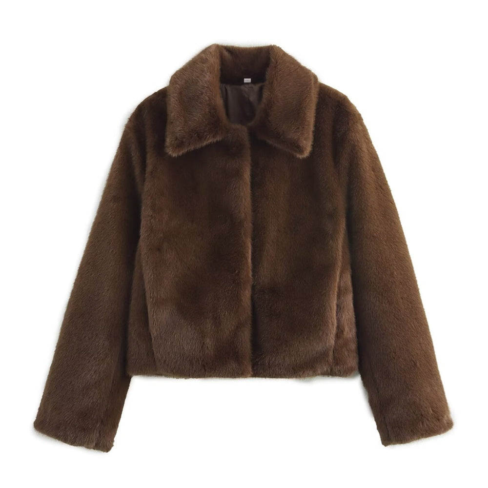 Womens Short Faux Fur Jacket With Elegant Collar For Women Streetwave Luxury Cozy Warmth