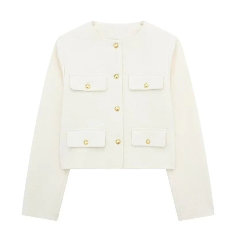 StreetWave Vintage Timeless ButtonFront Long Sleeve Jacket For Women With Structured Fit