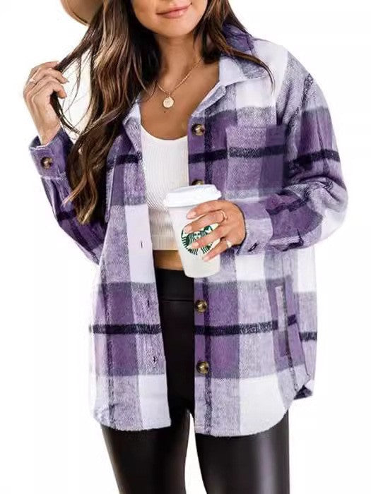 Street-wave Flannel Jacket For Women, Cozy Plaid Outerwear, Chic Everyday Warmth