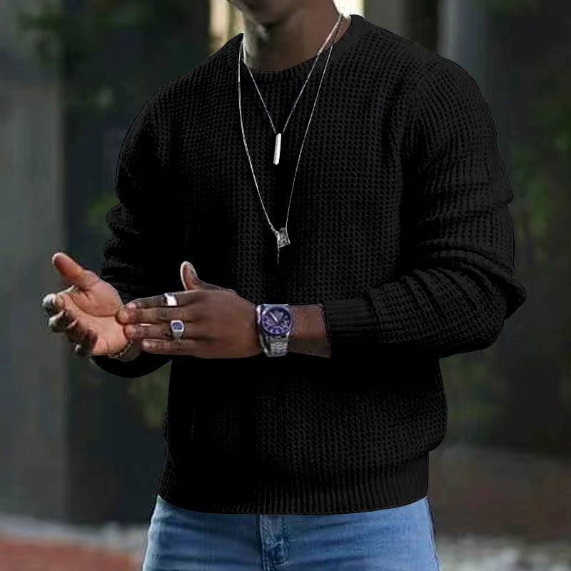 Street-Wave Mens Structured Knit Sweater Breathable Cotton Comfort For Everyday Casual Wear
