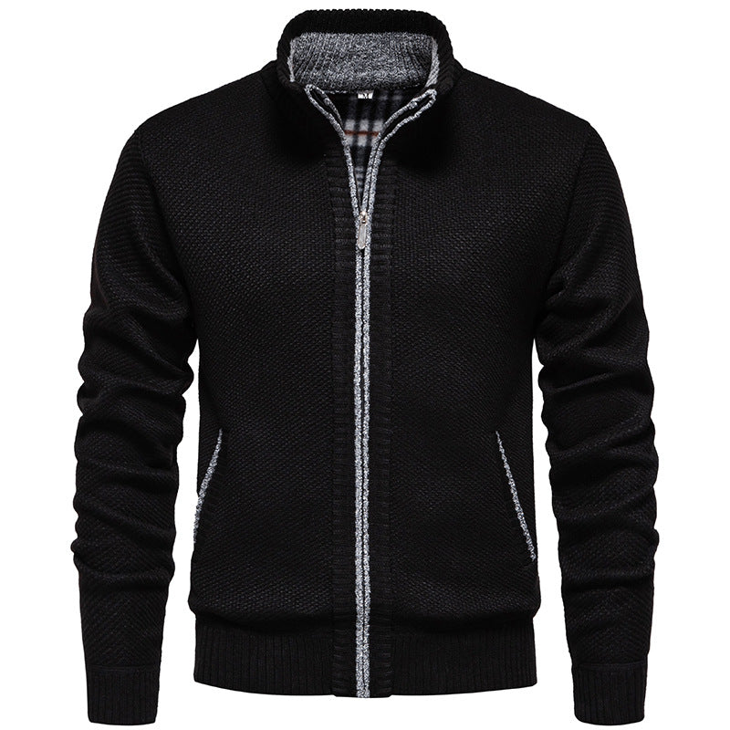 Street Wave Mens Cardigan With High Collar And Practical Pockets For Warm Cozy Knit