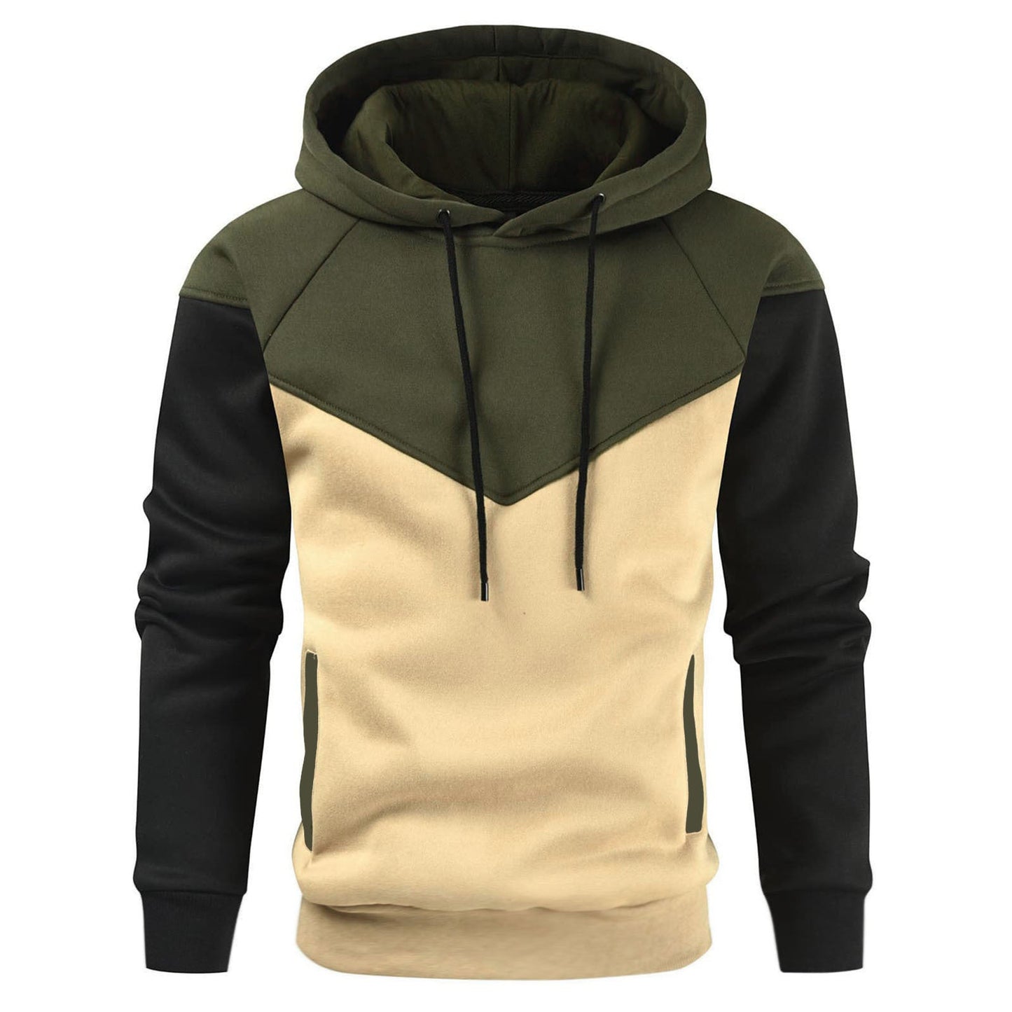 Street-wave Mens Hoodie With Geometric Color Block For Active Casual Wear In Modern Street Style