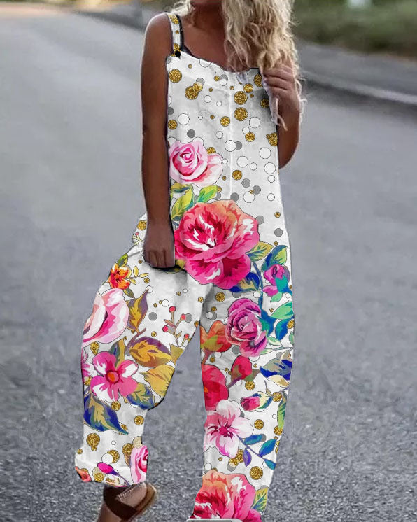 Streetwave Floral Print Lightweight Overalls For Women With Bold Eye Catching Colors And Breezy Fit