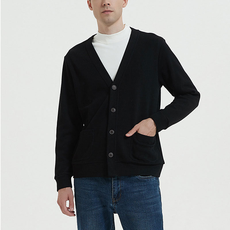 Street-Wave Mens Cardigan Cotton Knit Relaxed Fit With Pockets