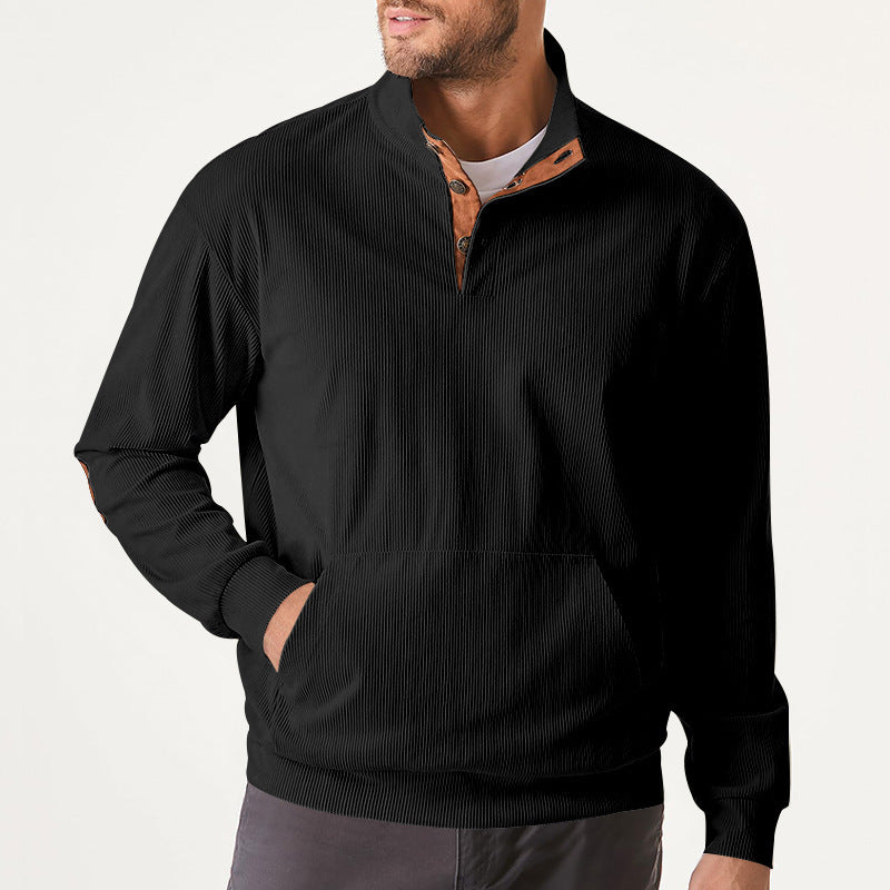 Street-Wave Men's High-Performance Sweatshirt With Stand Collar And Kangaroo Pocket For Active Men