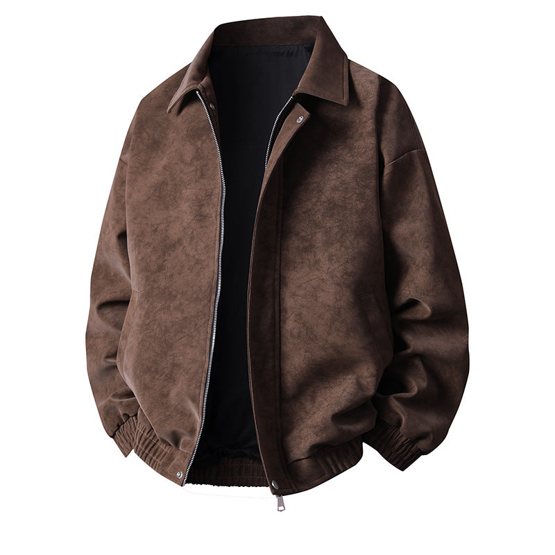 Men's Faux Leather Bomber Jacket Street-Wave Relaxed Fit With Practical Pockets For Modern Men