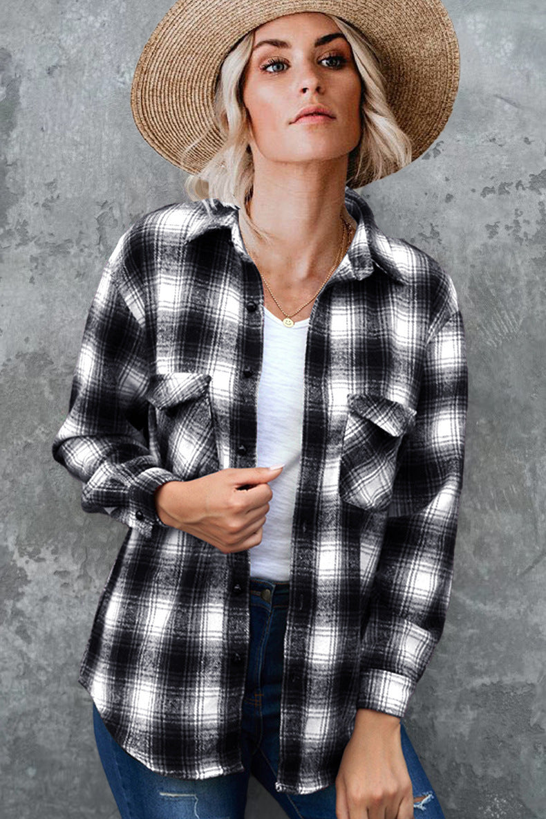 Street-wave Womens Flannel Shirt Cozy Soft Cotton Plaid All Season Casual Everyday Wear