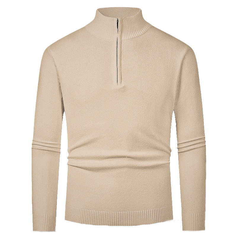 Street-wave Men's Half Zip Pullover With Stand Collar, Premium Knit, Everyday Style