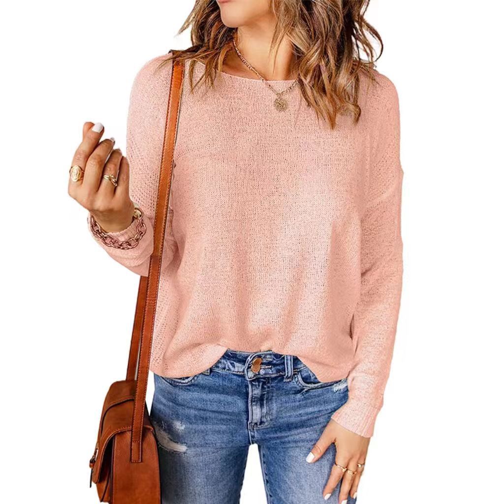 Street-wave Women's Loose Knit Sweater With Wide Fit And Decorative V Neck Soft Cotton Comfort
