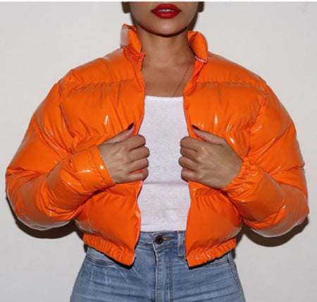 Street-Wave Women's Short Quilted Puffer Jacket With Shine, Water-Resistant Warm Fashion