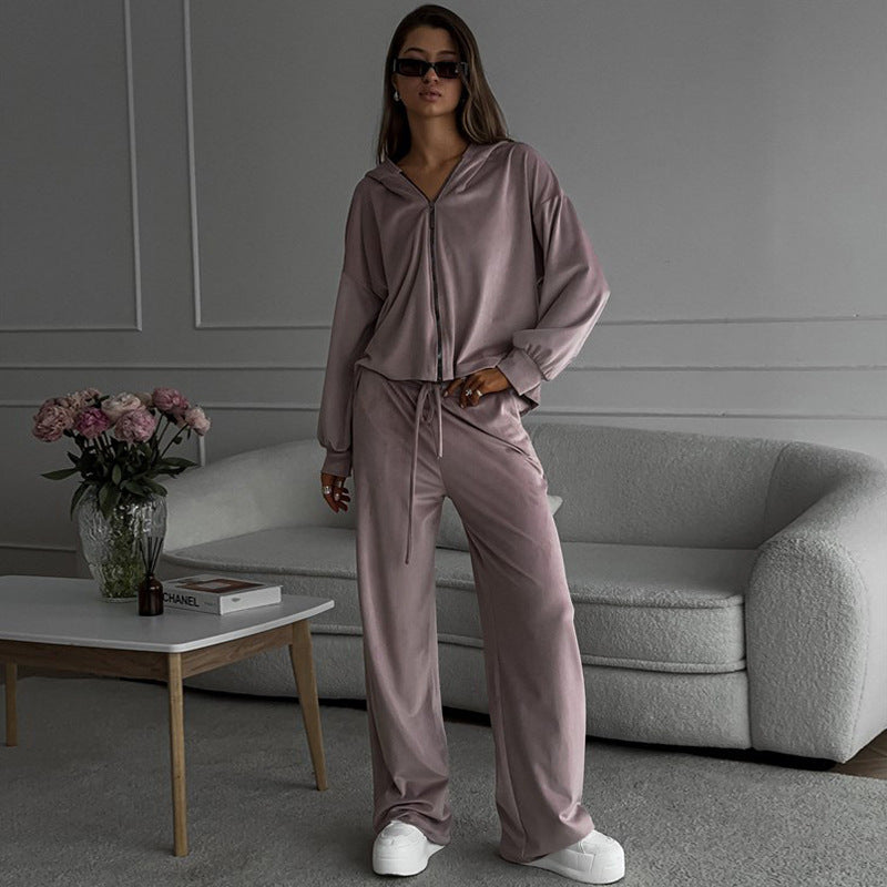 Street-wave Womens Casual Tracksuit Set With Hooded Zip Hoodie And Joggers For Women Comfortable Loungewear