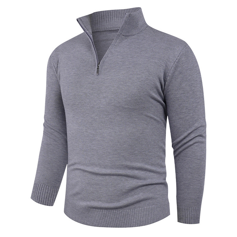 Street-wave Men Premium Zip Collar Knit Pullover Warm Soft Comfort High Neck Sweater All Season