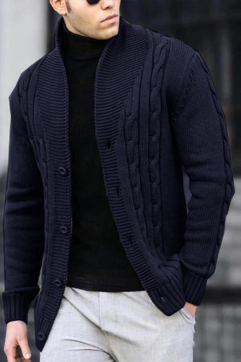 Street-wave Mens Cable Knit Cardigan With Durable Button Closure For Cool Days Everyday