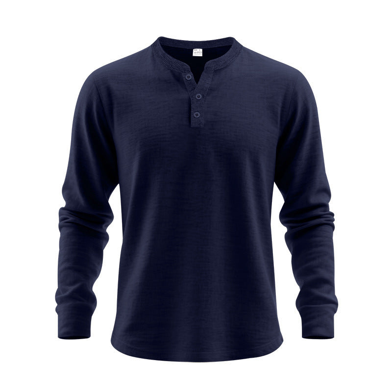 Streetwave Men's Long Sleeve Henley Shirt With Button Placket Breathable Cotton Comfort