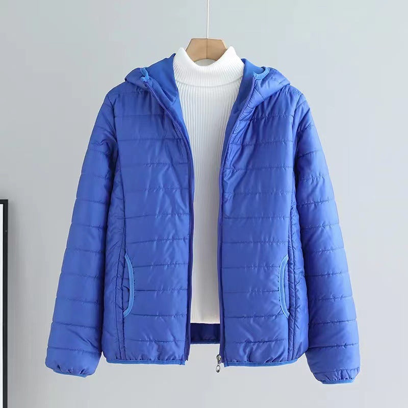 Womens Puffer Jacket Street Wave Hooded With Practical Pockets Warmth For Transitional Weather