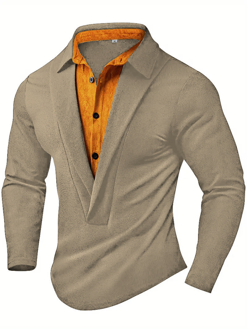 Street-Wave Mens Elegant Long Sleeve Shirt With Modern Collar And Textured Design For Formal Occasions
