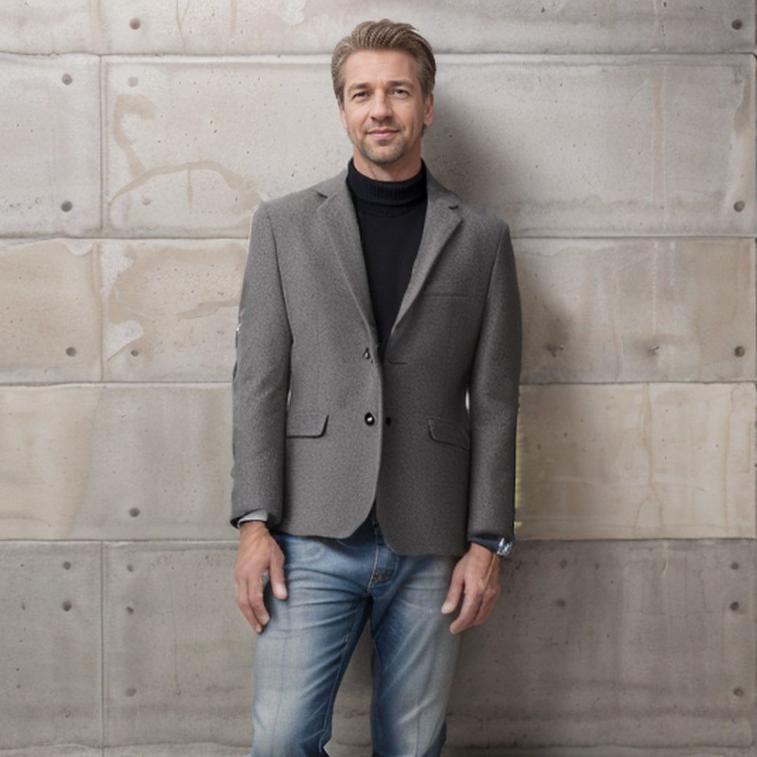 Herren eleganter Wollblazer im klassischen Schnitt mit feiner Textur Street-wave - Street-wave