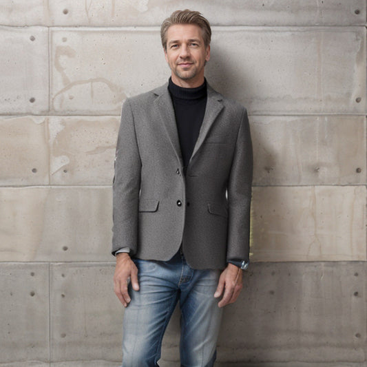 Herren eleganter Wollblazer im klassischen Schnitt mit feiner Textur Street-wave - Street-wave