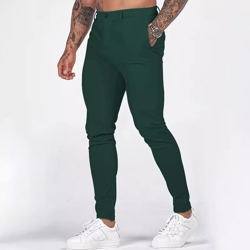 Street-Wave Mens Elegant Slim-Fit Chinos With Elastic Waistband And Handy Pockets