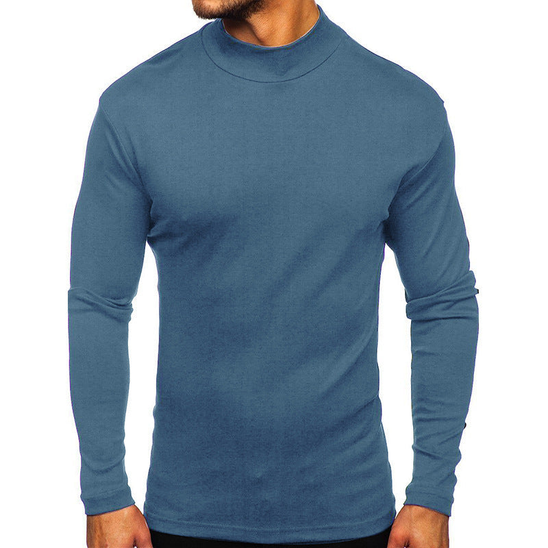 Street-wave Men's Long Sleeve Turtleneck Shirt Breathable Cotton Blend Comfortable Fit