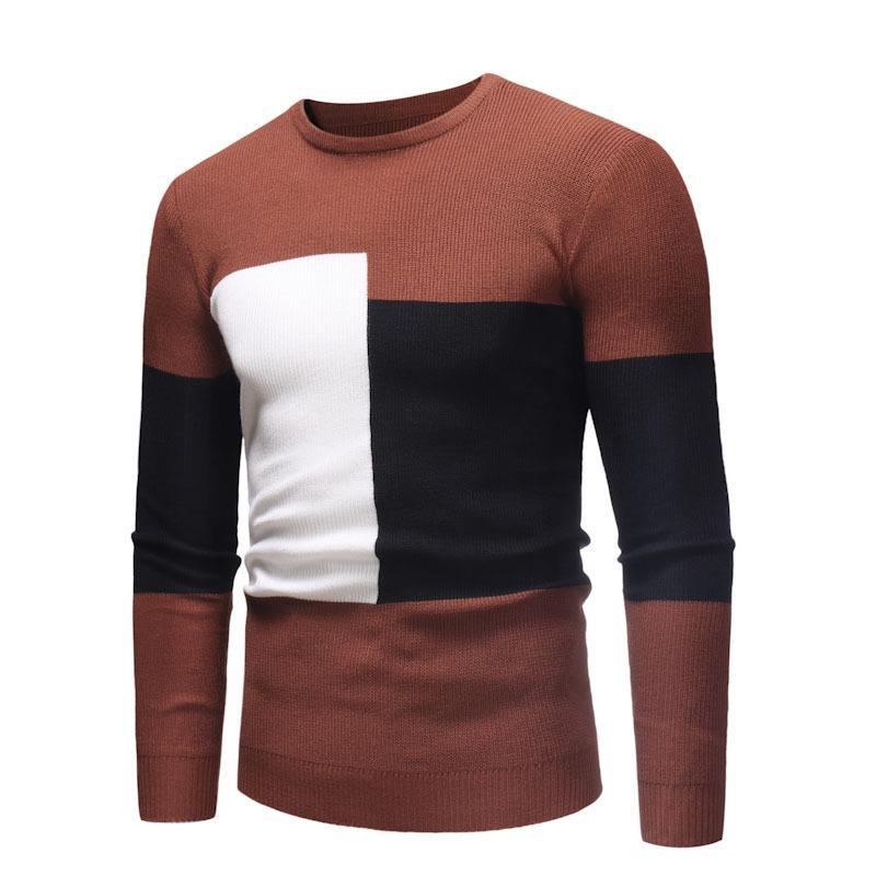 Street-Wave Men's Designer Block Pattern Sweater Modern Fit with Bold Colorblock Knit