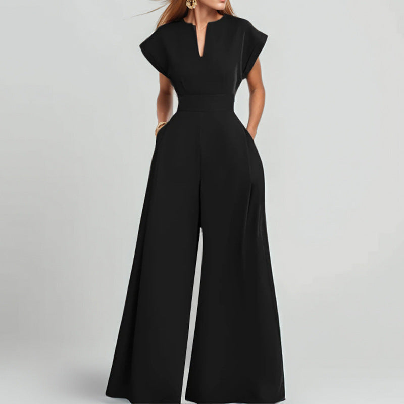 Nordic-Flair Women's Jumpsuit Loose Fit V-Neck Pockets
