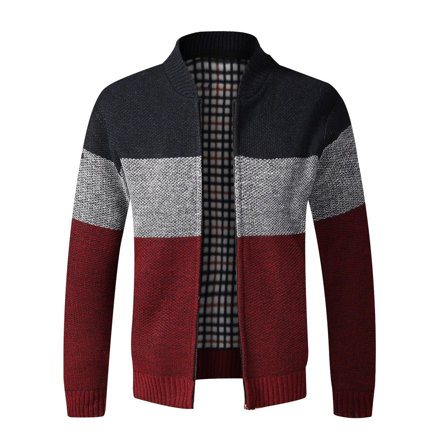 Street-wave Men's Knit Cardigan Modern Colorblock Design Versatile Layering for Everyday Style
