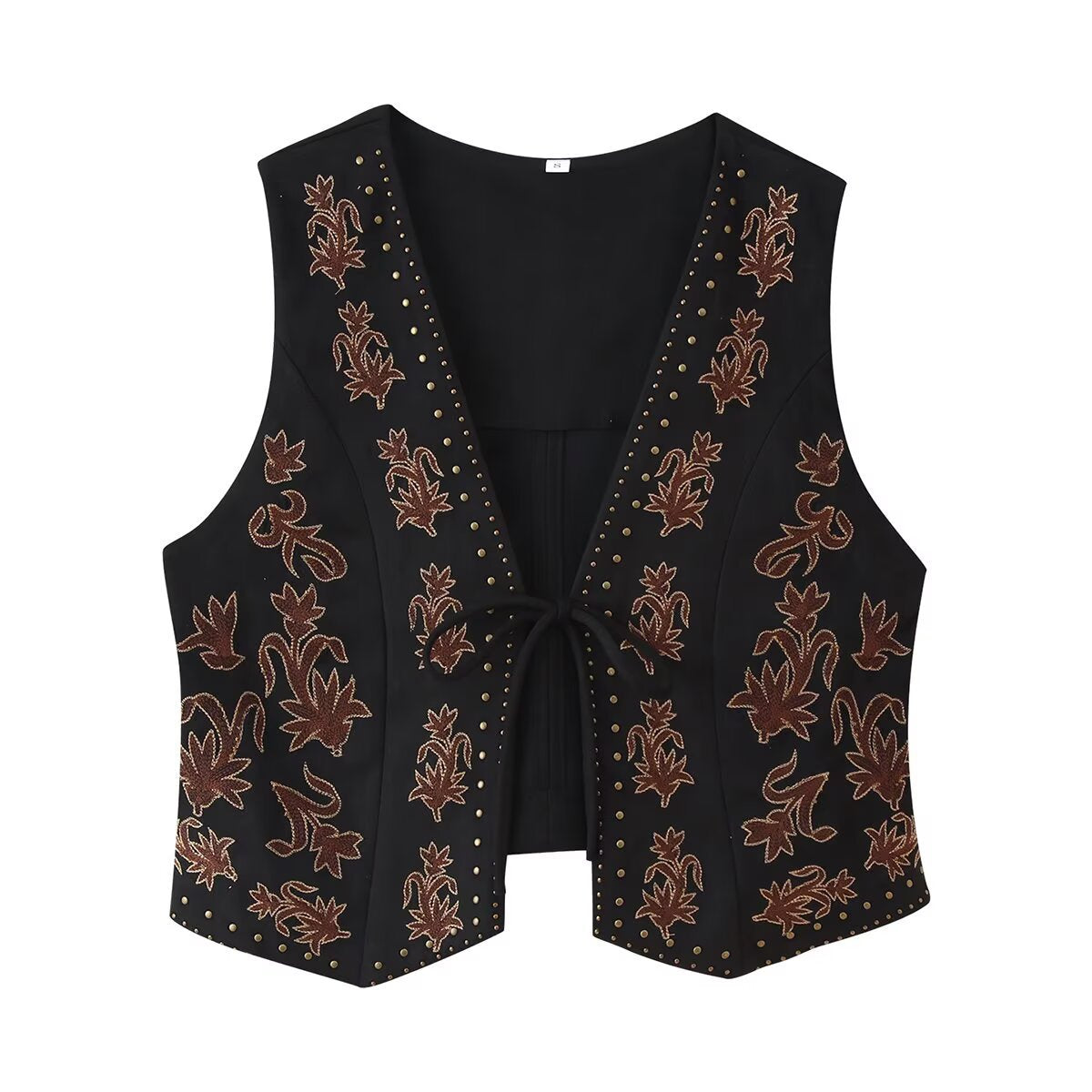 Streetwave Womens Embroidered Vest With Floral Motif And Studded Details For Fashion Forward Women
