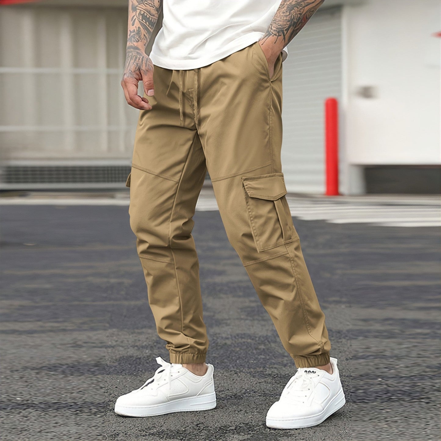 Streetwave Mens Cargo Joggers With Elastic Waistband And Large Cargo Pockets For Urban Comfort